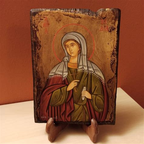 saint lydia agia lydia hand painted greek orthodox icon etsy