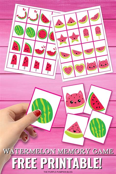 Free Printable Watermelon Memory Game Cards (Matching Pairs)