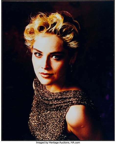 Sharon Stone (1990s). Restrike Portrait Photo (8" X 10") and Signed