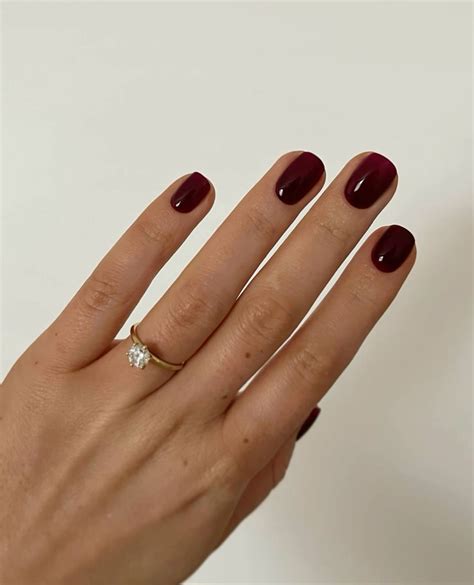 Rich, cherry cola short biab gel nails | Red nails, Deep red nails, Red