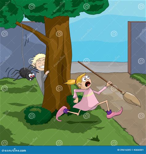 Spider prank editorial image. Illustration of bush, broom - 39616305