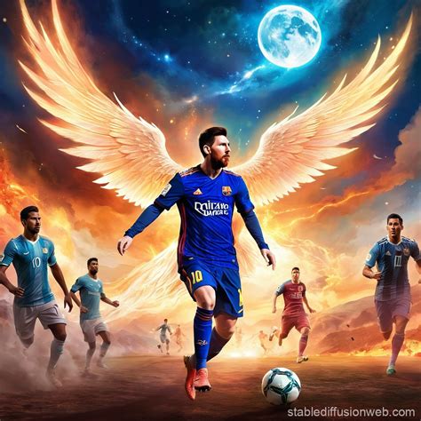 Messi vs Cristiano Ronaldo Celestial Showdown | Stable Diffusion Online