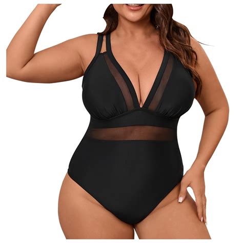 Bosfbaoi Women's Sports One-Piece Swimsuit Mesh Panel Slim-Fit Solid
