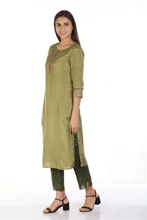 buy latest solid olive green kurti  women  great price