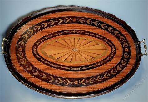 antiques atlas fine quality edwardian oval inlaid marquetry tray