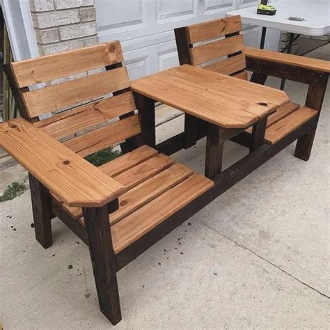 Скамейка со столиком | Karjala Wood | Woodworking ideas table, Chair ...