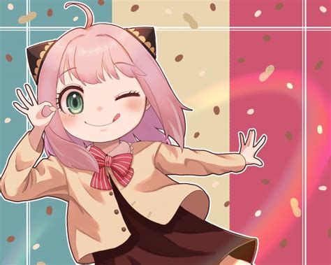 full hd anya forger wallpaper wink blush cute spy  family chibi