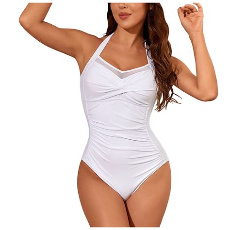 zaveiop Women's One Piece Bathing Suit Halter Neck Swimsuit Ruched