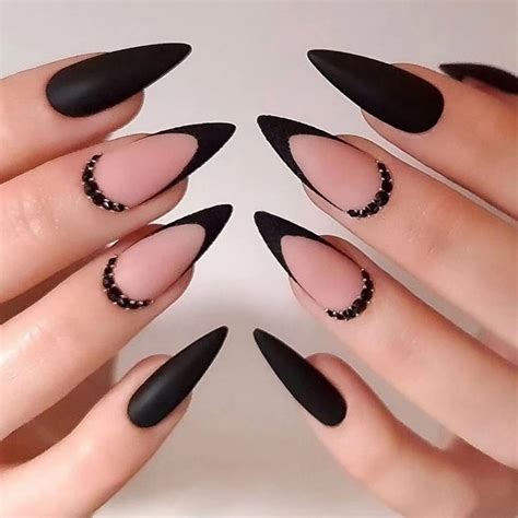 Matte Black Stiletto Nails
