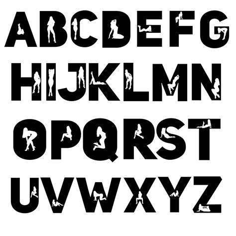 Sexy Font, Alphabet With Sexy Silhouettes, Sexy Letters as Png - Etsy