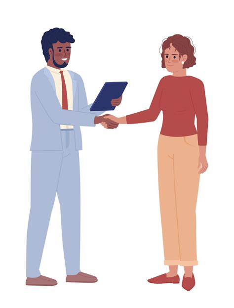 Salesman maintaining relationships with client semi flat color vector