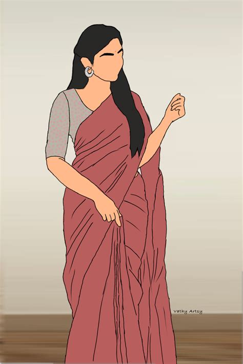 saree illustration saree cartoon girl saree drawing illustration
