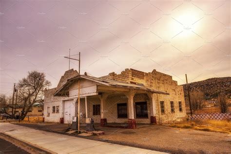 Abandoned gas station on historic route 66 in arizona featuring route ...