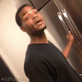 food ice cream kitchen refrigerator surprised gif