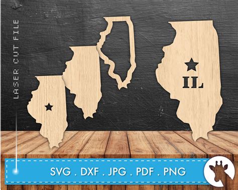 illinois state svg il home state dxf laser cut digital files etsy
