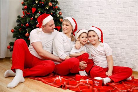 Family during Christmas Day at Home. Portrait of Happy Family Stock ...