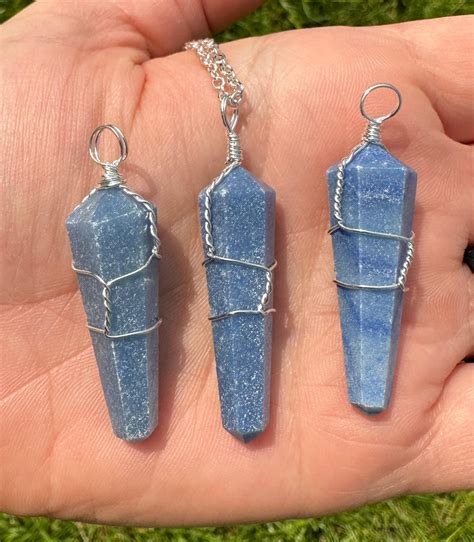 Blue Aventurine Point Wire Wrapped Pendant | New Moon Beginnings