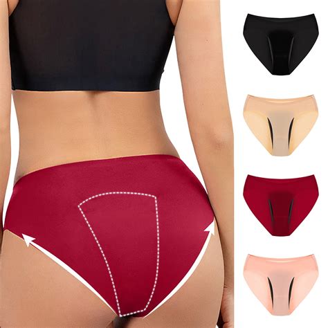 OSFVNOXV Womens Cheeky Underwear 4 Pack Leakproof Period Briefs Mid