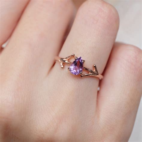 Amethyst Twig Ring Twig Engagement Ring Amethyst Ring - Etsy