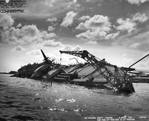 CV-16 - “Salvage operations, USS Oklahoma (BB-37), sunk...