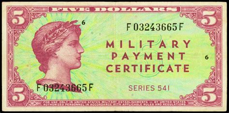 Military Payment Certificate 5 Dollars MPC Series 541|World Banknotes ...