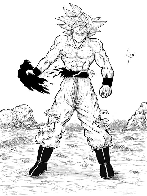 Goku Ultra Instinct Black And White Art By Mighty Pegasus Art In 2021