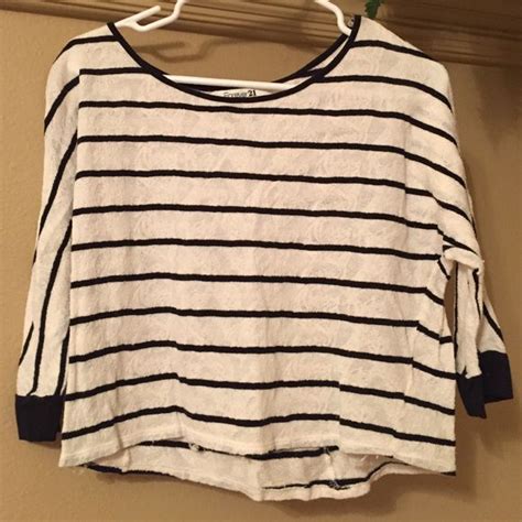 Black and White Striped Lace Sweater