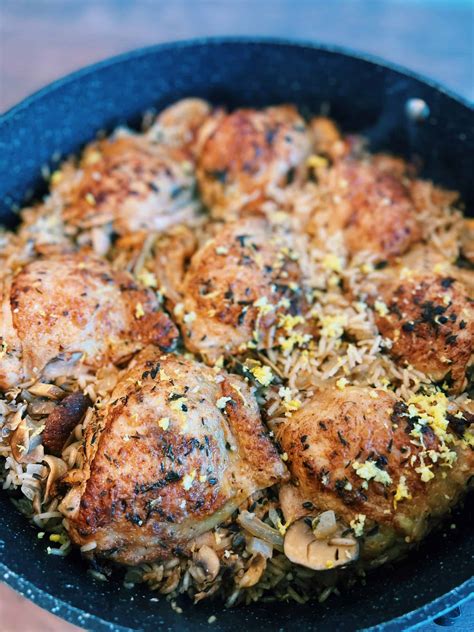 One Pot Chicken and Mushroom Rice - Tiffy Cooks