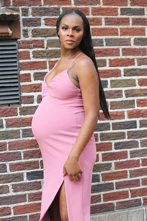 Pregnant TIKA SUMPTER Arrives at Late Show with Steohen Colert in New