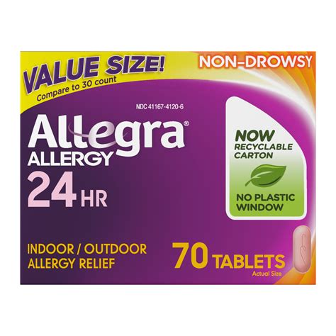 Allegra 24 Hour Non-Drowsy Antihistamine Medicine Tablets for Adult