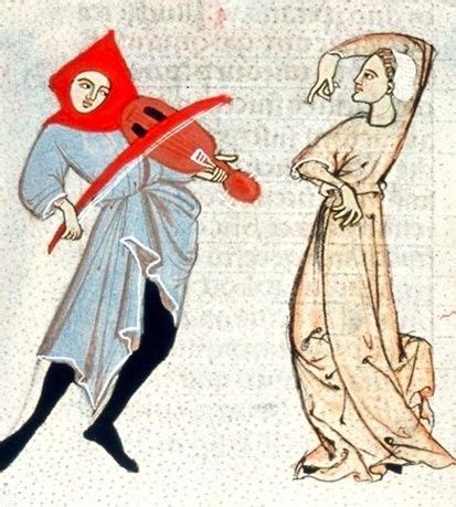 woman dances   man plays  vielle universitaetsbibliothek graz