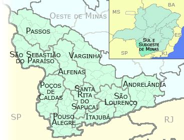 Mapa do Sul de Minas