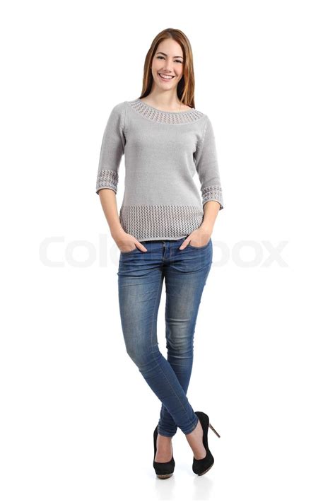 beautiful standing woman model posing stock image colourbox