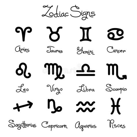 Insieme Del Tatuaggio Dei Segni Dello Zodiaco In Nero Isolato ...