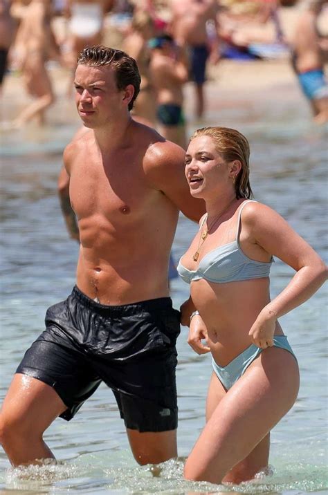 Florence Pugh in a Blue Bikini on the Beach in Ibiza 05/21/2022-4