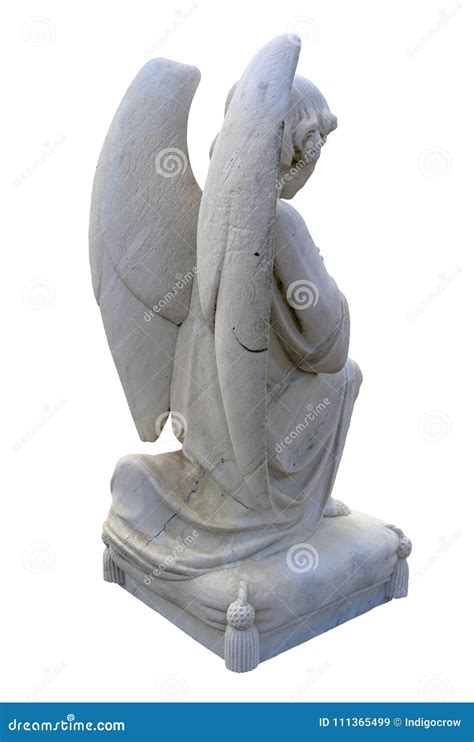 Kneeling Angel Statue from Behind Stock Image - Image of detailed ...