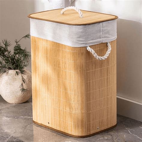 Cesto De Roupas Com Tampa - Cesto de Roupas Bambu com Tampa 60cm | Ela Decora