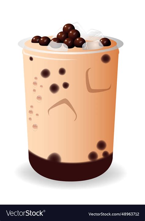 A refreshing boba tea served in clear plastic Vector Image