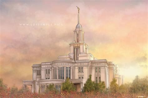 Payson Temple Sunset Illustration - LDS Temple Pictures