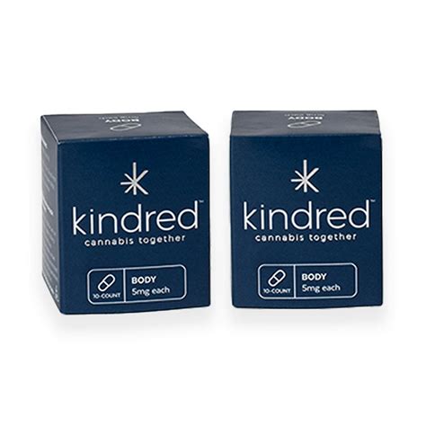 Kindred Cannabis: 50mg (5mg each) - Body Indica Two-Pack | Leafly