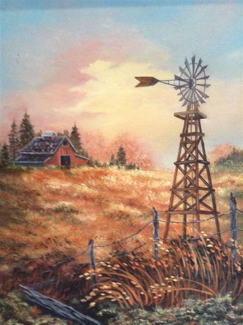 Farm Windmill Painting by My Mother