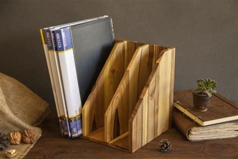 Wooden Folder Stand File Organizer Office Desk Accessories Paper ...