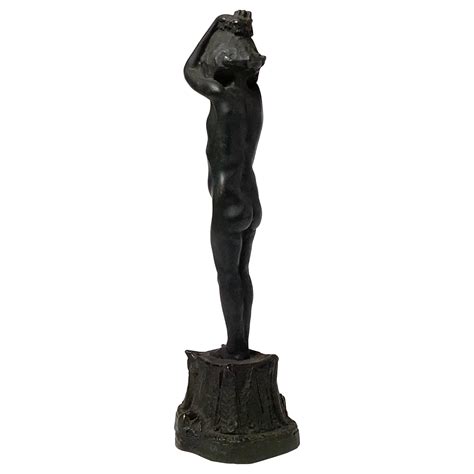 Important Art Deco Bronze "Crouching Female Nude" by Jean Ortis at