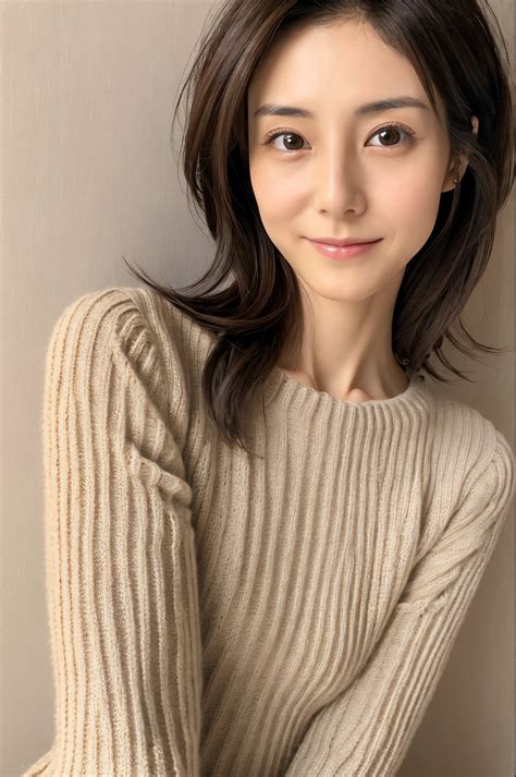 A close up of a woman with a sweater on posing for a picture - SeaArt AI