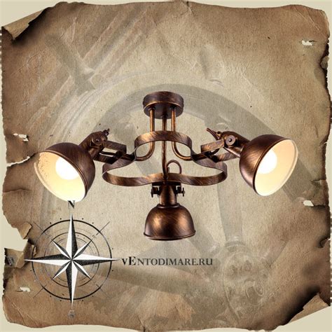 Настенный-потолочный светильник в морском стиле Arte Lamp A5216PL-3BR ...