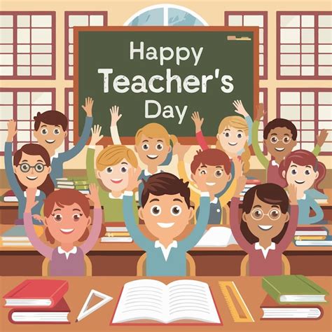 world teachers day cartoon illustration art background design premium