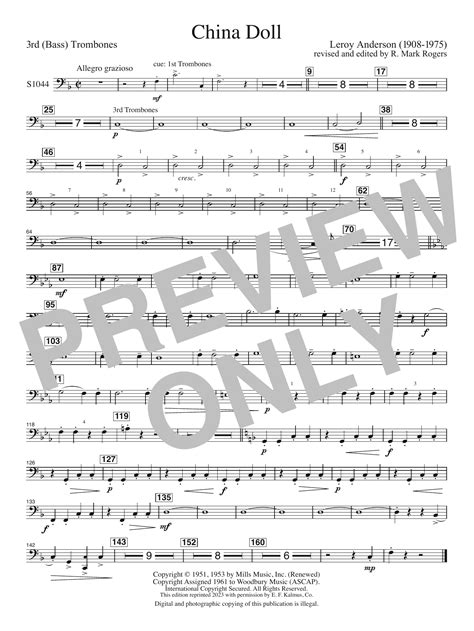 China Doll - Trombone 3 Sheet Music | Leroy Anderson | Concert Band