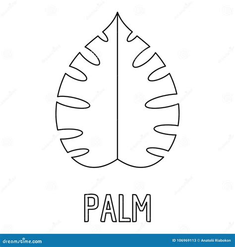 Palm Leaf Icon, Outline Style. Stock Vector - Illustration of plant ...