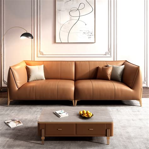 Warnakun Brown leather sectional sofa set