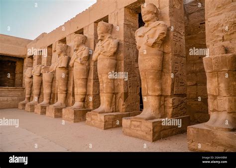 Amazing statues inside Karnak Temple Complex in Luxor, Egypt Stock ...